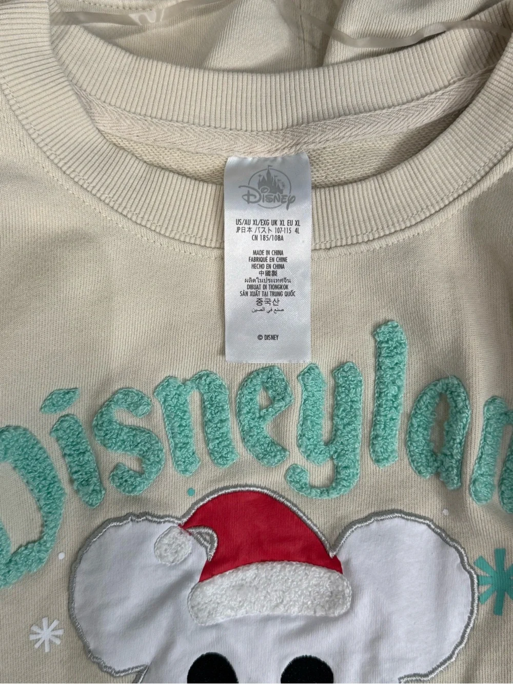 Disney Beige Holiday Mickey Snowman Sweatshirt 0934 - Picture 3 of 3
